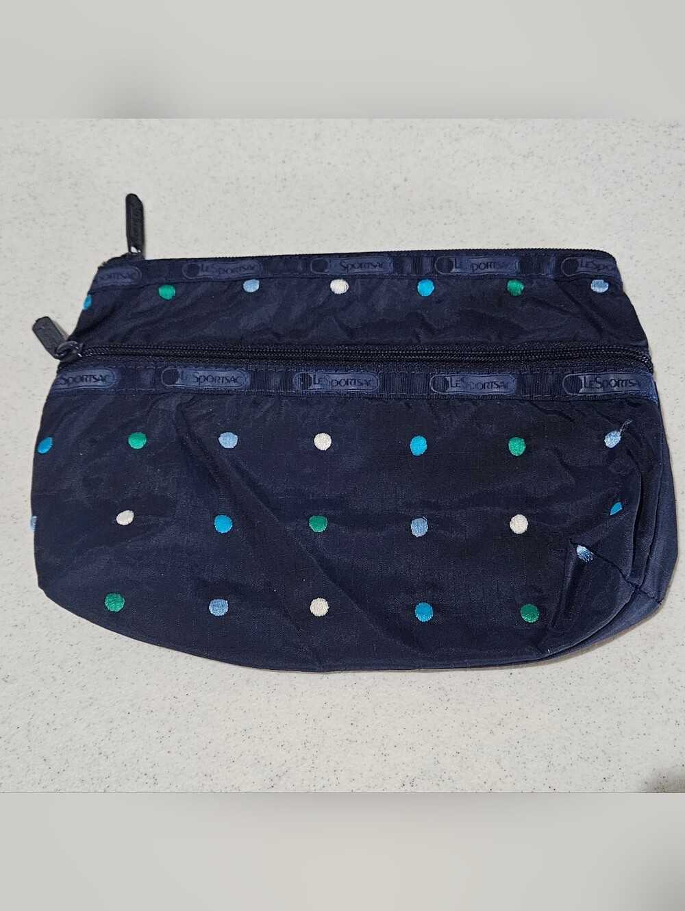 LeSportsac Navy Polka Dot Cosmetic Pouch – Double Zip